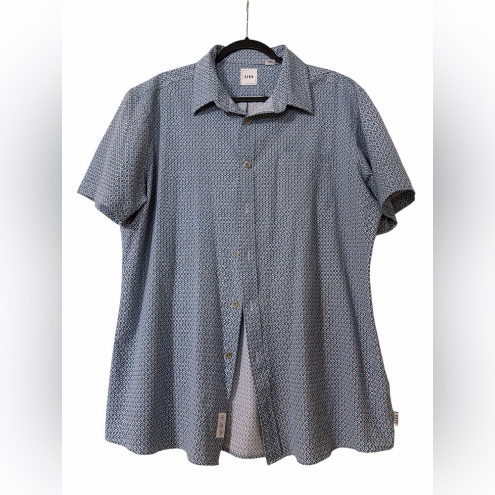 Men's Blue Patterned Casual Button-Down Shirt